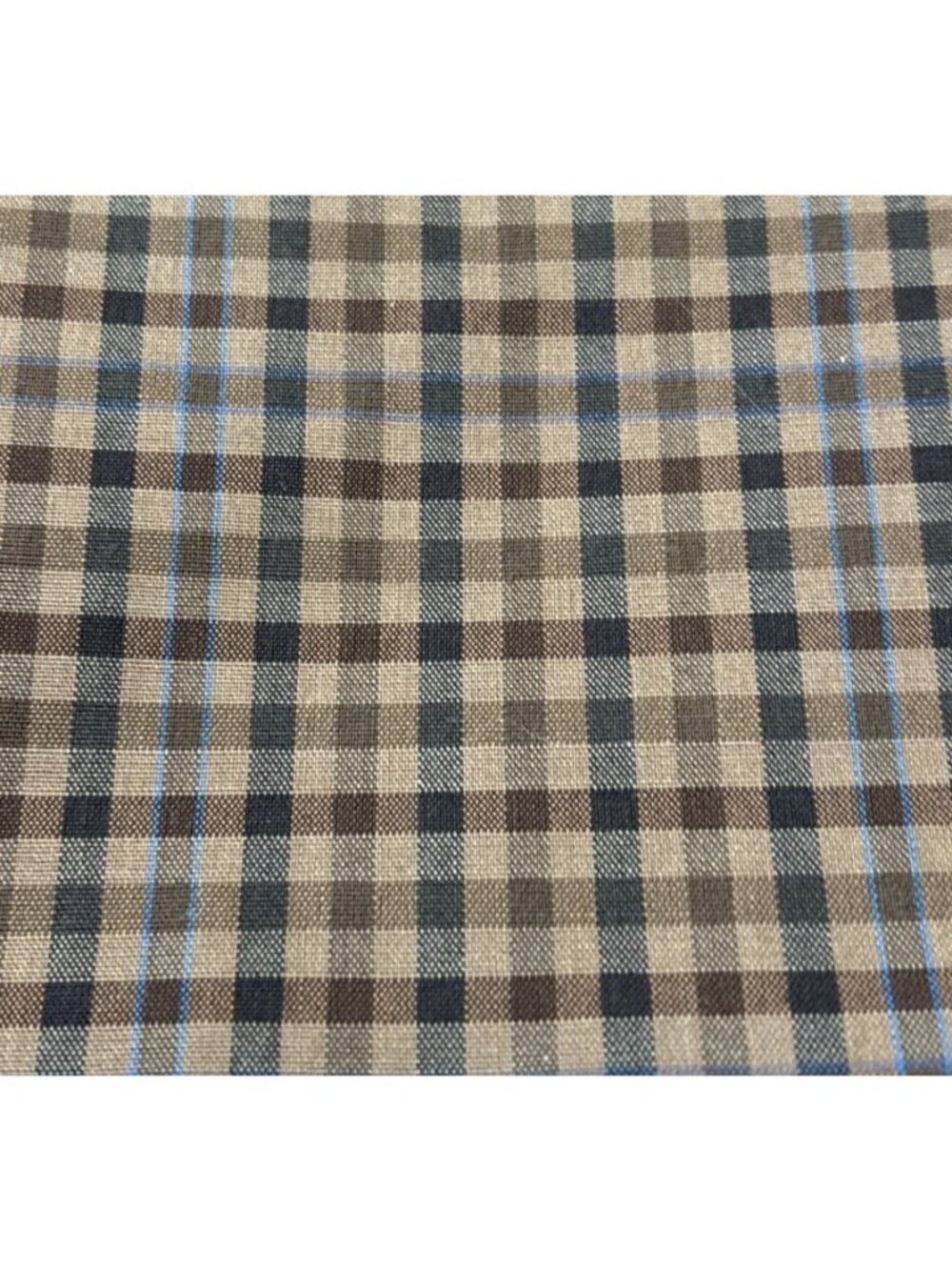 Brown & Blue Plaid Cotton Fabric 18x28" Sewing Quilting